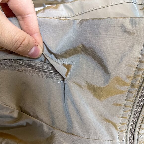 Cole Haan Womens Packable Hidden Hood Iridescent Trench Raincoat Jacket Womens L - Picture 14 of 15